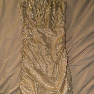 Elegant Gold Strapless Dress